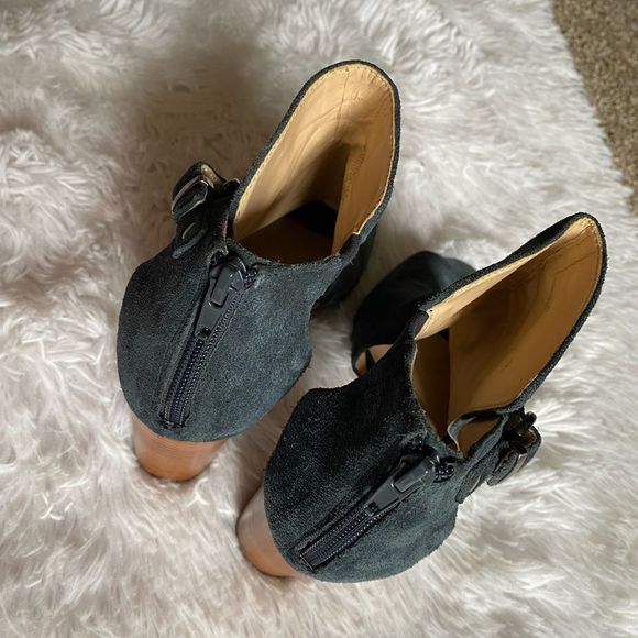 Sole Society Sally Blue Leather Open Toe Heeled Ankle Sandals Booties Size 8.5 M - Picture 10 of 13